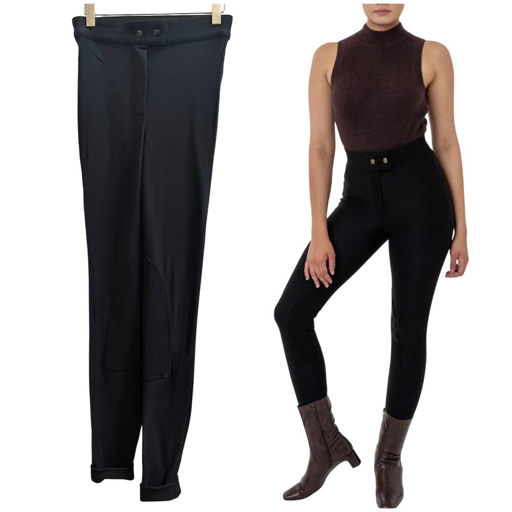 American Apparel Riding Pant Black Ribbed Textured Size XL Equestrian Stretchy